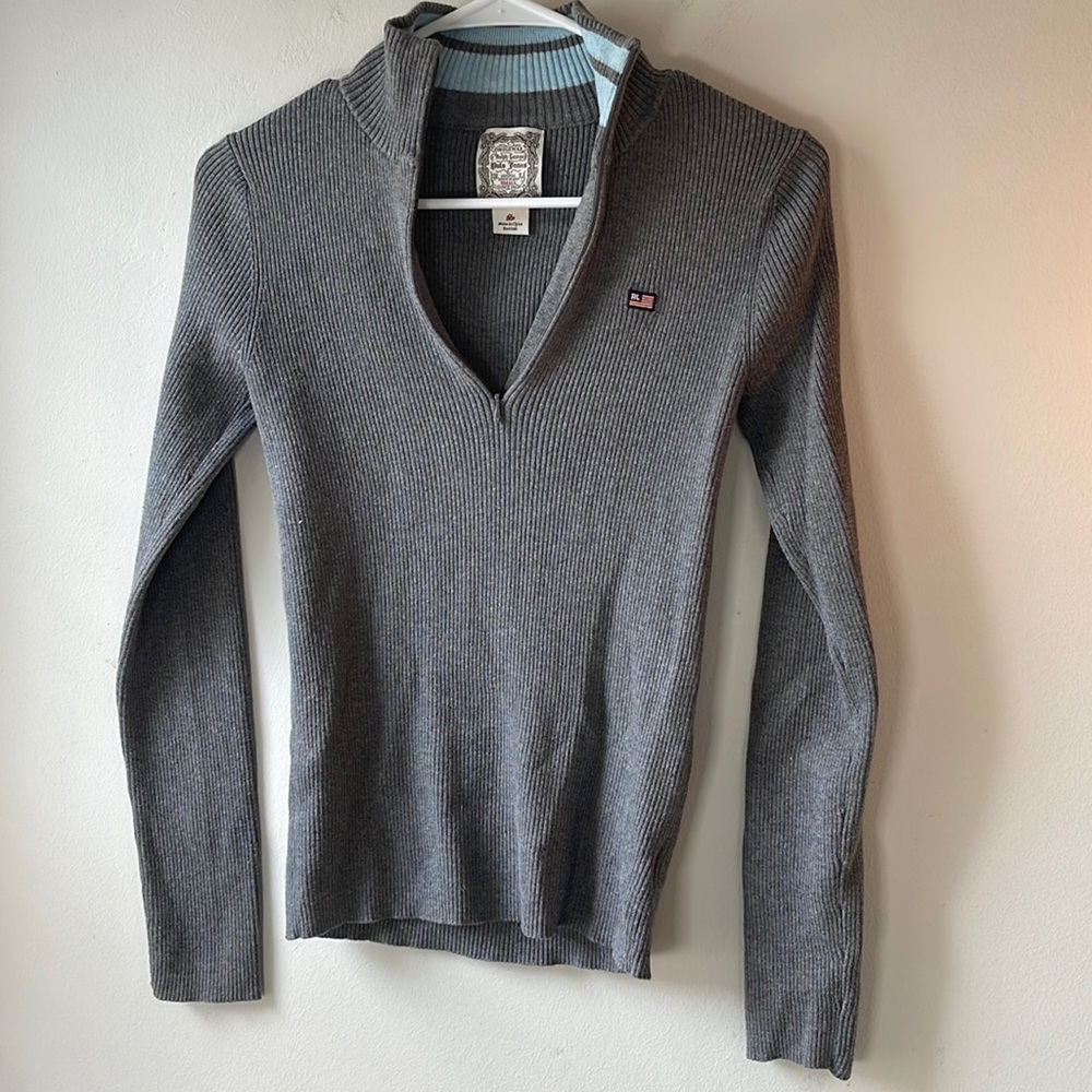 Ralph Lauren Gray V-Neck Sweater American flag